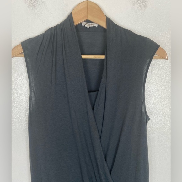 Helmut Lang Romper Size L Gray Short Hippie Beach Summer Faux Wrap Side Pockets - Picture 3 of 9